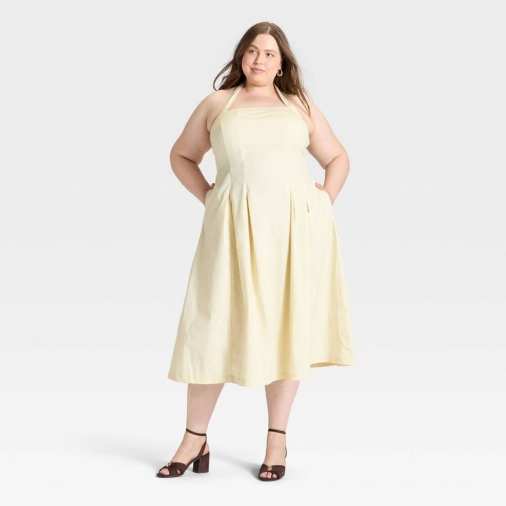 A New Day - Women's Midi Halter Dress - A New Day Cream 1X Cream - Picture 1 of 3
